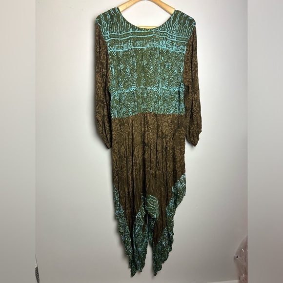 VTG Lotus Traders Plus Size 3X Midi Dress  Batik Tie Tye Boho Asymmetrical Hem - Picture 2 of 16